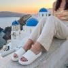 image:imageCUSHIONAIRE Feather EVA Slides for Women  Comfortable Slip On Womens Slippers Indoor Outdoor Shower Shoes Beach Essential Cloud SlidesVanilla