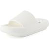image:imageCUSHIONAIRE Feather EVA Slides for Women  Comfortable Slip On Womens Slippers Indoor Outdoor Shower Shoes Beach Essential Cloud SlidesVanilla