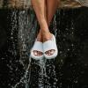 image:imageCUSHIONAIRE Feather EVA Slides for Women  Comfortable Slip On Womens Slippers Indoor Outdoor Shower Shoes Beach Essential Cloud SlidesWhite