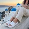 image:imageCUSHIONAIRE Feather EVA Slides for Women  Comfortable Slip On Womens Slippers Indoor Outdoor Shower Shoes Beach Essential Cloud SlidesWhite