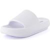 image:imageCUSHIONAIRE Feather EVA Slides for Women  Comfortable Slip On Womens Slippers Indoor Outdoor Shower Shoes Beach Essential Cloud SlidesWhite