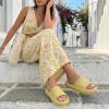 image:imageCUSHIONAIRE Feather EVA Slides for Women  Comfortable Slip On Womens Slippers Indoor Outdoor Shower Shoes Beach Essential Cloud SlidesYellow