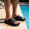 image:imageCUSHIONAIRE Galaxy Cloud Slides for Men Soft Waterproof Recovery Sandals with Molded Footbed and Non Slip OutsoleBlack