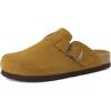 image:imageCUSHIONAIRE Hana  Genuine Leather Suede Classic Clog Womens Shoes  Slip On Mule Comfortable Shoes for WomenCamel