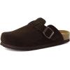 image:imageCUSHIONAIRE Hana  Genuine Leather Suede Classic Clog Womens Shoes  Slip On Mule Comfortable Shoes for WomenChocolate