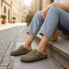 image:imageCUSHIONAIRE Hana  Genuine Leather Suede Classic Clog Womens Shoes  Slip On Mule Comfortable Shoes for WomenKhaki