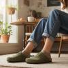 image:imageCUSHIONAIRE Hana  Genuine Leather Suede Classic Clog Womens Shoes  Slip On Mule Comfortable Shoes for WomenKhaki
