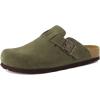 image:imageCUSHIONAIRE Hana  Genuine Leather Suede Classic Clog Womens Shoes  Slip On Mule Comfortable Shoes for WomenKhaki