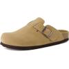 image:imageCUSHIONAIRE Hana  Genuine Leather Suede Classic Clog Womens Shoes  Slip On Mule Comfortable Shoes for WomenSand