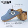 image:imageCUSHIONAIRE Hana Womens Clogs  Comfortable Vegan Suede Clogs for Women  Slip On Potato Shoes with Cork Footbed amp Arch Support  Memory Foam Wide Widths AvailableLight Denim