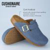 image:imageCUSHIONAIRE Hana Womens Clogs  Comfortable Vegan Suede Clogs for Women  Slip On Potato Shoes with Cork Footbed amp Arch Support  Memory Foam Wide Widths AvailableLight Denim