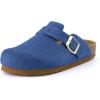 image:imageCUSHIONAIRE Hana Womens Clogs  Comfortable Vegan Suede Clogs for Women  Slip On Potato Shoes with Cork Footbed amp Arch Support  Memory Foam Wide Widths AvailableLight Denim