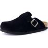 image:imageCUSHIONAIRE Hana Womens Clogs  Comfortable Vegan Suede Clogs for Women  Slip On Potato Shoes with Cork Footbed amp Arch Support  Memory Foam Wide Widths AvailableBlack Corduroy