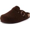 image:imageCUSHIONAIRE Hana Womens Clogs  Comfortable Vegan Suede Clogs for Women  Slip On Potato Shoes with Cork Footbed amp Arch Support  Memory Foam Wide Widths AvailableBrown Wool