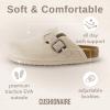 image:imageCUSHIONAIRE Hana Womens Clogs  Comfortable Vegan Suede Clogs for Women  Slip On Potato Shoes with Cork Footbed amp Arch Support  Memory Foam Wide Widths AvailableBeige Corduroy