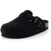 image:imageCUSHIONAIRE Hana Womens Clogs  Comfortable Vegan Suede Clogs for Women  Slip On Potato Shoes with Cork Footbed amp Arch Support  Memory Foam Wide Widths AvailableBlack Wool