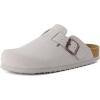 image:imageCUSHIONAIRE Hana Womens Clogs  Comfortable Vegan Suede Clogs for Women  Slip On Potato Shoes with Cork Footbed amp Arch Support  Memory Foam Wide Widths AvailableIvory Vegan Suede