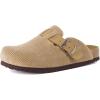 image:imageCUSHIONAIRE Hana Womens Clogs  Comfortable Vegan Suede Clogs for Women  Slip On Potato Shoes with Cork Footbed amp Arch Support  Memory Foam Wide Widths AvailableTaupe Corduroy