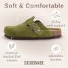 image:imageCUSHIONAIRE Hana Womens Clogs  Comfortable Vegan Suede Clogs for Women  Slip On Potato Shoes with Cork Footbed amp Arch Support  Memory Foam Wide Widths AvailableKhaki Corduroy