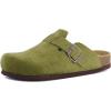 image:imageCUSHIONAIRE Hana Womens Clogs  Comfortable Vegan Suede Clogs for Women  Slip On Potato Shoes with Cork Footbed amp Arch Support  Memory Foam Wide Widths AvailableKhaki Corduroy