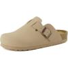 image:imageCUSHIONAIRE Hana Womens Clogs  Comfortable Vegan Suede Clogs for Women  Slip On Potato Shoes with Cork Footbed amp Arch Support  Memory Foam Wide Widths AvailableSand Vegan Suede