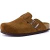 image:imageCUSHIONAIRE Hana Womens Clogs  Comfortable Vegan Suede Clogs for Women  Slip On Potato Shoes with Cork Footbed amp Arch Support  Memory Foam Wide Widths AvailableTan Corduroy