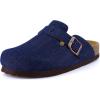 image:imageCUSHIONAIRE Hana Womens Clogs  Comfortable Vegan Suede Clogs for Women  Slip On Potato Shoes with Cork Footbed amp Arch Support  Memory Foam Wide Widths AvailableDark Denim