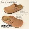 image:imageCUSHIONAIRE Hana Womens Clogs  Comfortable Vegan Suede Clogs for Women  Slip On Potato Shoes with Cork Footbed amp Arch Support  Memory Foam Wide Widths AvailableTan Vegan Suede