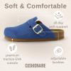 image:imageCUSHIONAIRE Hana Womens Clogs  Comfortable Vegan Suede Clogs for Women  Slip On Potato Shoes with Cork Footbed amp Arch Support  Memory Foam Wide Widths AvailableLight Denim
