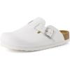 image:imageCUSHIONAIRE Hana Womens Clogs  Comfortable Vegan Suede Clogs for Women  Slip On Potato Shoes with Cork Footbed amp Arch Support  Memory Foam Wide Widths AvailableWhite