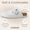 image:imageCUSHIONAIRE Hana Womens Clogs  Comfortable Vegan Suede Clogs for Women  Slip On Potato Shoes with Cork Footbed amp Arch Support  Memory Foam Wide Widths AvailableWhite
