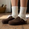 image:imageCUSHIONAIRE Hana Womens Clogs  Comfortable Vegan Suede Clogs for Women  Slip On Potato Shoes with Cork Footbed amp Arch Support  Memory Foam Wide Widths AvailableBrown Wool
