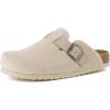 image:imageCUSHIONAIRE Hana Womens Clogs  Comfortable Vegan Suede Clogs for Women  Slip On Potato Shoes with Cork Footbed amp Arch Support  Memory Foam Wide Widths AvailableBeige Corduroy