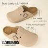 image:imageCUSHIONAIRE Hana Womens Clogs  Comfortable Vegan Suede Clogs for Women  Slip On Potato Shoes with Cork Footbed amp Arch Support  Memory Foam Wide Widths AvailableSand Vegan Suede