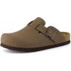 image:imageCUSHIONAIRE Hana Womens Clogs  Comfortable Vegan Suede Clogs for Women  Slip On Potato Shoes with Cork Footbed amp Arch Support  Memory Foam Wide Widths AvailableBrown