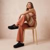image:imageCUSHIONAIRE Haven Genuine Leather Clogs for Women  Faux Fur Lined SlipOn Womens Shoes with Cork Footbed and Adjustable BuckleBlack