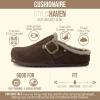 image:imageCUSHIONAIRE Haven Genuine Leather Clogs for Women  Faux Fur Lined SlipOn Womens Shoes with Cork Footbed and Adjustable BuckleBrown