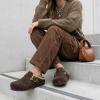 image:imageCUSHIONAIRE Haven Genuine Leather Clogs for Women  Faux Fur Lined SlipOn Womens Shoes with Cork Footbed and Adjustable BuckleBrown