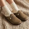 image:imageCUSHIONAIRE Haven Genuine Leather Clogs for Women  Faux Fur Lined SlipOn Womens Shoes with Cork Footbed and Adjustable BuckleDark Taupe