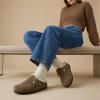 image:imageCUSHIONAIRE Haven Genuine Leather Clogs for Women  Faux Fur Lined SlipOn Womens Shoes with Cork Footbed and Adjustable BuckleDark Taupe