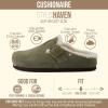 image:imageCUSHIONAIRE Haven Genuine Leather Clogs for Women  Faux Fur Lined SlipOn Womens Shoes with Cork Footbed and Adjustable BuckleKhaki