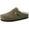 image:imageCUSHIONAIRE Haven Genuine Leather Clogs for Women  Faux Fur Lined SlipOn Womens Shoes with Cork Footbed and Adjustable BuckleKhaki