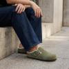 image:imageCUSHIONAIRE Haven Genuine Leather Clogs for Women  Faux Fur Lined SlipOn Womens Shoes with Cork Footbed and Adjustable BuckleKhaki