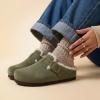 image:imageCUSHIONAIRE Haven Genuine Leather Clogs for Women  Faux Fur Lined SlipOn Womens Shoes with Cork Footbed and Adjustable BuckleKhaki
