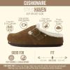 image:imageCUSHIONAIRE Haven Genuine Leather Clogs for Women  Faux Fur Lined SlipOn Womens Shoes with Cork Footbed and Adjustable BuckleMid Brown