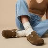 image:imageCUSHIONAIRE Haven Genuine Leather Clogs for Women  Faux Fur Lined SlipOn Womens Shoes with Cork Footbed and Adjustable BuckleMid Brown