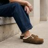 image:imageCUSHIONAIRE Haven Genuine Leather Clogs for Women  Faux Fur Lined SlipOn Womens Shoes with Cork Footbed and Adjustable BuckleMid Brown