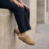 image:imageCUSHIONAIRE Haven Genuine Leather Clogs for Women  Faux Fur Lined SlipOn Womens Shoes with Cork Footbed and Adjustable BuckleSand