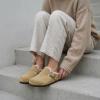 image:imageCUSHIONAIRE Haven Genuine Leather Clogs for Women  Faux Fur Lined SlipOn Womens Shoes with Cork Footbed and Adjustable BuckleSand