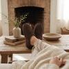 image:imageCUSHIONAIRE Hilo3 Cozy Suede Womens Slippers Soft Faux Fur Lined Slip On House Shoes for Women with Cushioned Memory FoamChocolate 2